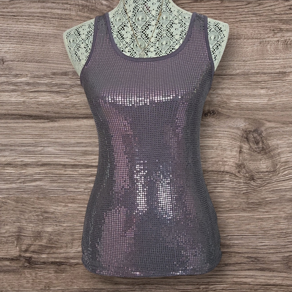 Studio Y Charcoal sequined sleeveless top